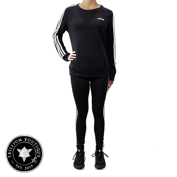 BUNDLE Adidas Climalite 3 Stripe Tights & Crewneck - Picture 5 of 16